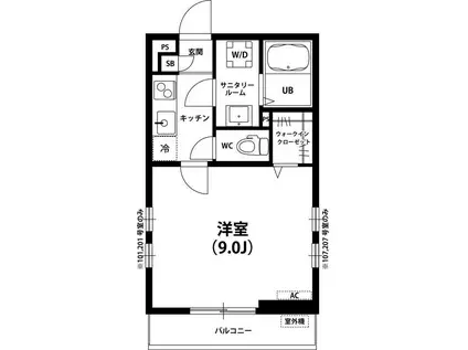 リブリ・シロヤマA(1K/1階)の間取り写真