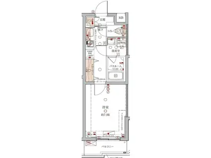 クレヴィスタ練馬桜台(1K/3階)の間取り写真