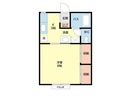 セジュール桜町(1K/2階)の間取り写真