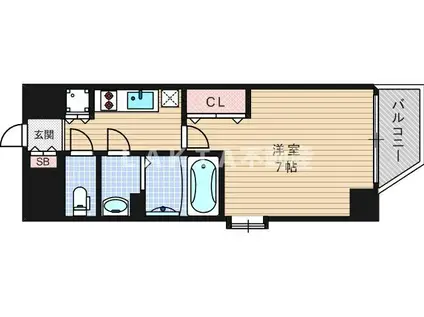 ファーストステージ江戸堀パークサイド(1K/3階)の間取り写真