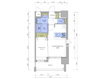 ネストピア東比恵駅前3(1LDK/3階)の間取り写真