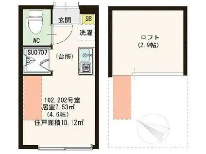 NANOLRO CUORE(ワンルーム/1階)の間取り写真