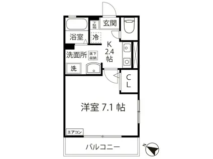 ボナール新町(1K/1階)の間取り写真