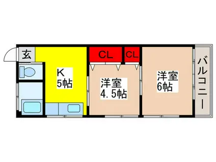 第2牧野ビル(2K/3階)の間取り写真