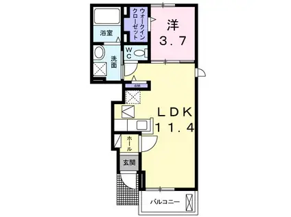 サウスパークII(1LDK/1階)の間取り写真