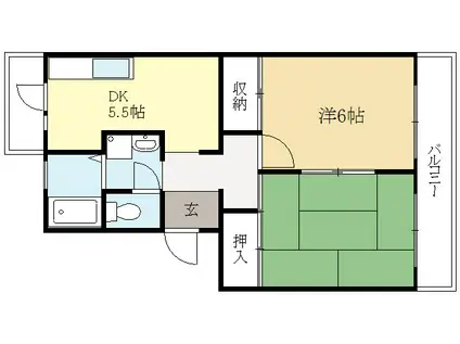 グリーンヒルズ(2K/2階)の間取り写真