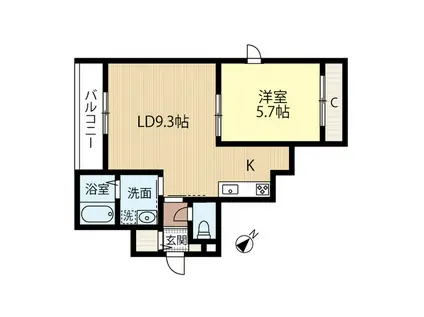 コットンテール本町2-4(1LDK/2階)の間取り写真