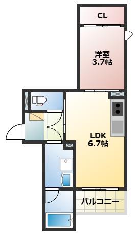 TOMORIE武蔵塚駅(1LDK/1階)の間取り写真