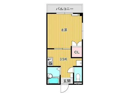 セゾン・ド・みによん(1K/3階)の間取り写真