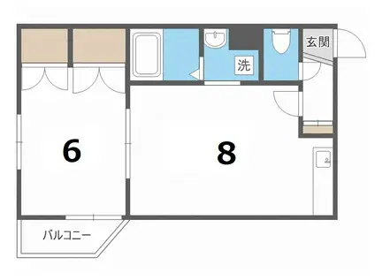 スノーク山の手(1LDK/2階)の間取り写真