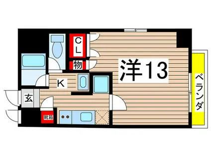 アークブレインII(1K/3階)の間取り写真