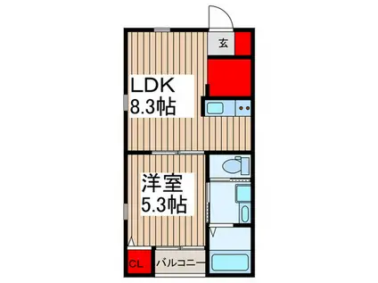 COSMO VILLA KASUKABE(1LDK/2階)の間取り写真