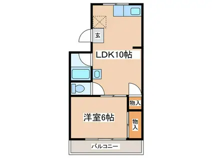 桐山ビル(1LDK/1階)の間取り写真