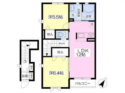 ヴィラーチェO(2LDK/2階)の間取り写真