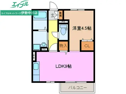 GLORY A棟(1LDK/1階)の間取り写真