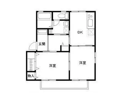 プランドール B棟(2DK/1階)の間取り写真