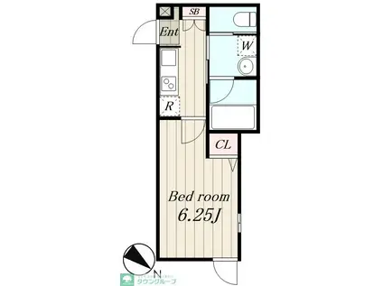 デュオメゾン赤塚イースト(1K/1階)の間取り写真