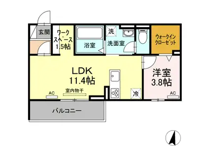 CERISIER(1LDK/3階)の間取り写真