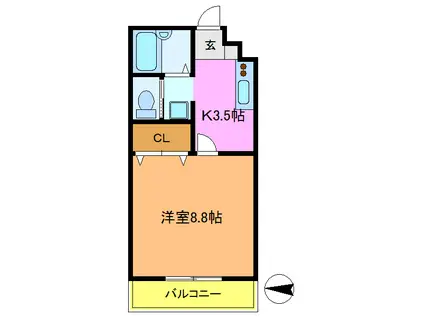 セントアイビス(1K/2階)の間取り写真