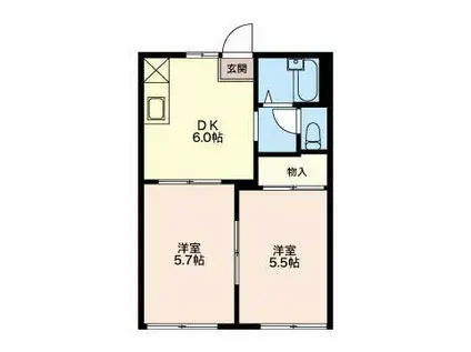 コートビレッジジュン(2DK/1階)の間取り写真