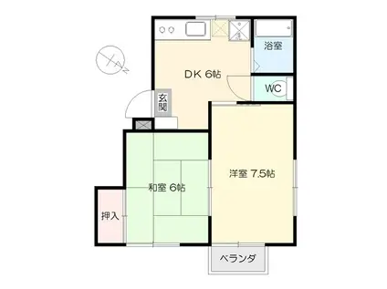 コーポグリーンルーフ(2DK/1階)の間取り写真