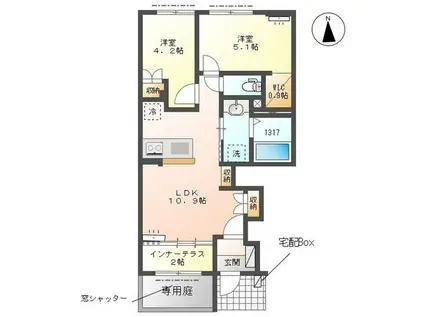 GLANZ -グランツ-(2LDK/1階)の間取り写真