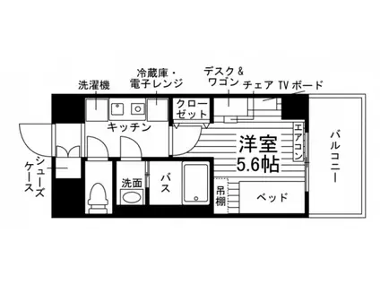 学生会館D-PLACE TODAKOEN(1K/4階)の間取り写真