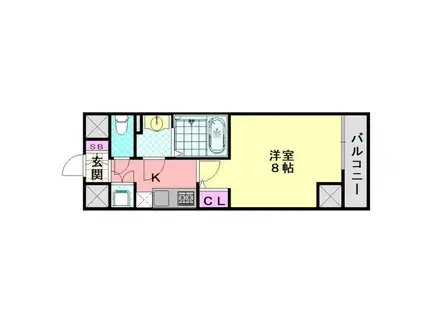 フォレストインサイド鳳(1K/2階)の間取り写真