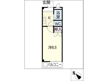 ジュネス龍美(1K/2階)の間取り写真