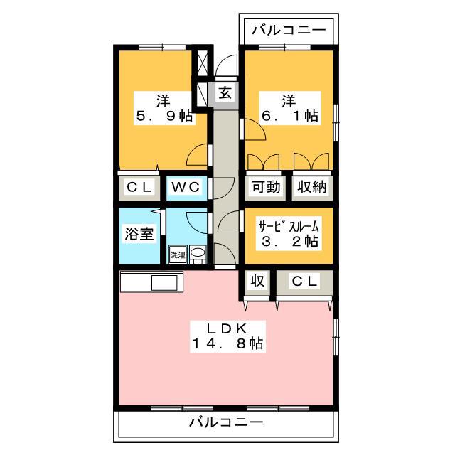 シレンシオベルデ(2SLDK/1階)の間取り写真