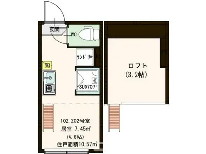 ハーモニーテラス王子(ワンルーム/1階)の間取り写真