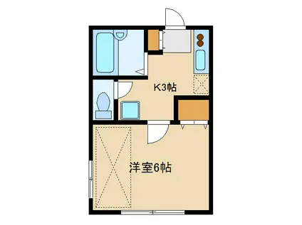 フルハピネス(1K/2階)の間取り写真