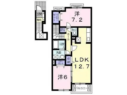 カーサ セレナII(2LDK/2階)の間取り写真