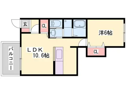 サラスヴァーティーY(1LDK/1階)の間取り写真