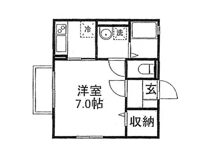 ヴェルドミール(1K/1階)の間取り写真