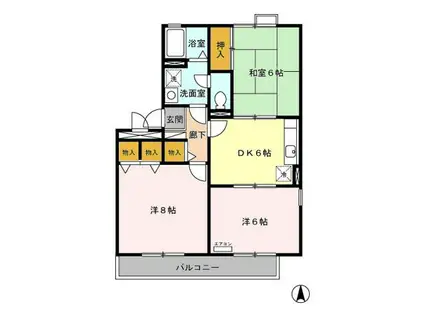 ジュネスなかじまD(3DK/3階)の間取り写真