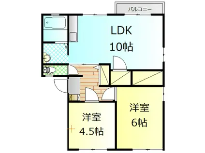 コーポラス東大路C(2LDK/2階)の間取り写真