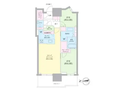 幕張ベイパーク ライズゲートタワー(2LDK/24階)の間取り写真