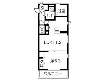 フローラ城南(1LDK/1階)の間取り写真