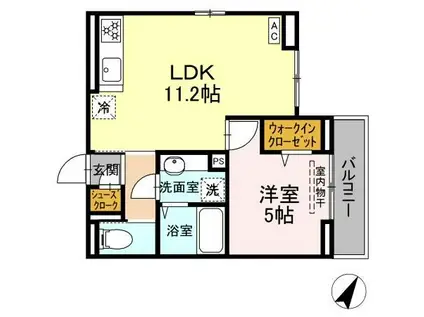 D PAINA 上小田中(1LDK/1階)の間取り写真