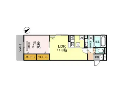 KSヴィラ放出(1LDK/2階)の間取り写真