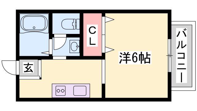 リヴェール北代(1K/2階)の間取り写真