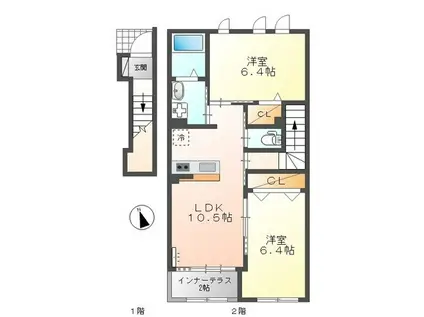 フラットタカタ(2LDK/2階)の間取り写真