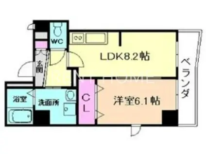 ディオーネ・ジ・エータ長堂(1LDK/7階)の間取り写真