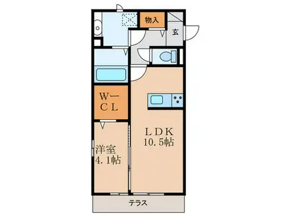 LILY GOLD(1LDK/1階)の間取り写真