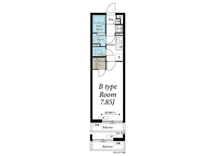 ヴィラ原木中山(1K/1階)の間取り写真