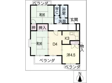 サンウィルY(3DK/3階)の間取り写真