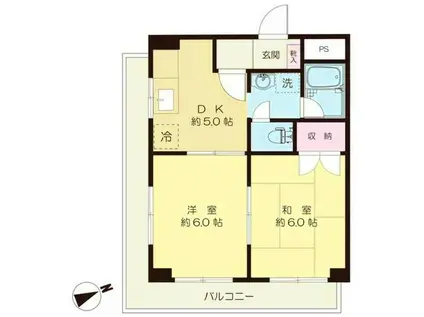 グランドプラザ(2DK/2階)の間取り写真