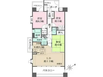 リーデンススクエア ザ・シーズ(3LDK/5階)の間取り写真