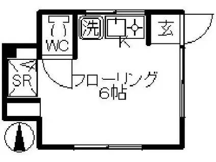 大陸荘(ワンルーム/1階)の間取り写真